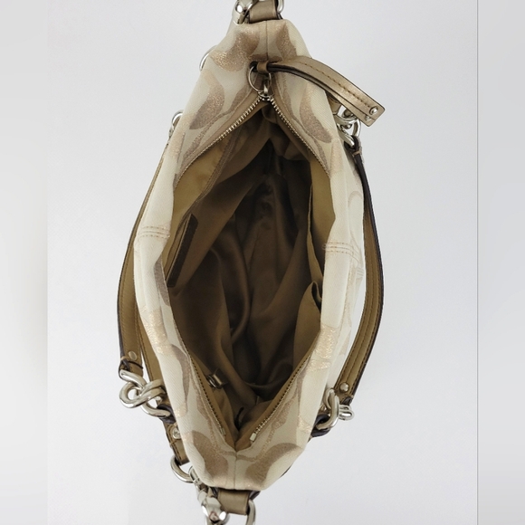 Coach Signature Gold Beige Handbag Shoulder Bag - Picture 11 of 13